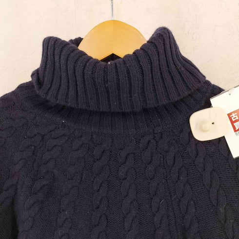 バーバリーブラックレーベル BURBERRY BLACK LABEL タートルネック ケーブルニット ケープ レディース FR:38
