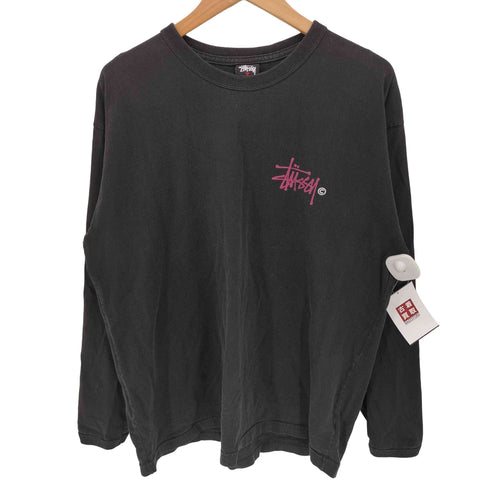 ステューシー Stussy Stock Logo ラメ ストックロゴ 両面プリント 長袖 カットソー メンズ import:L