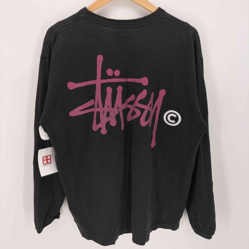 ステューシー Stussy Stock Logo ラメ ストックロゴ 両面プリント 長袖 カットソー メンズ import:L