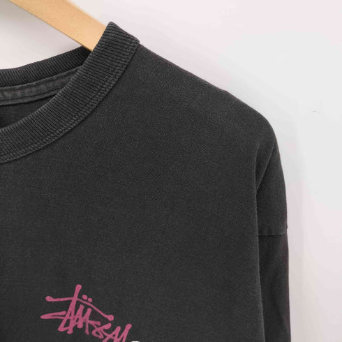 ステューシー Stussy Stock Logo ラメ ストックロゴ 両面プリント 長袖 カットソー メンズ import:L
