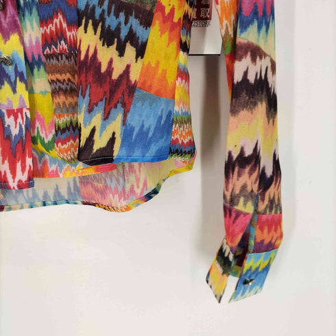 Todd oldham USA製 総柄 開襟 シャツ レディース PETITE