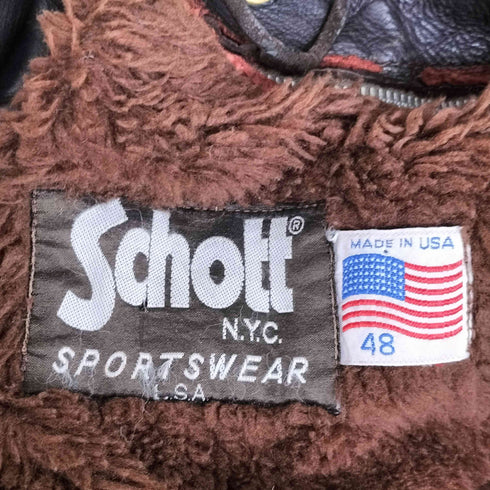 ショット Schott 80S USA製 ボアベストライナー付き A-2 レザーフライトジャケット メンズ 48