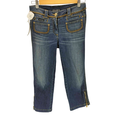 ドルチェアンドガッバーナ DOLCE&GABBANA チェーン付 デニム クロップド パンツ レディース 36