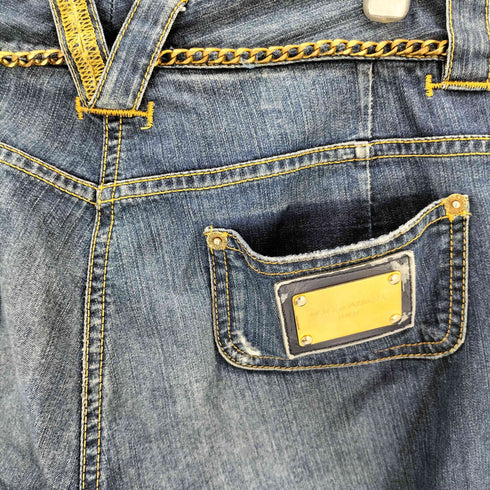 ドルチェアンドガッバーナ DOLCE&GABBANA チェーン付 デニム クロップド パンツ レディース 36
