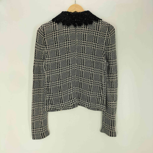 ベラペレ VERA PELLE MADE IN ITALY イタリア製 レース カラー ツイード チェック クロップド ジャケット レディース EUR:42