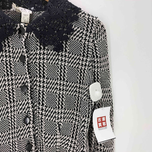 ベラペレ VERA PELLE MADE IN ITALY イタリア製 レース カラー ツイード チェック クロップド ジャケット レディース EUR:42