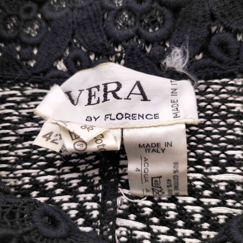 ベラペレ VERA PELLE MADE IN ITALY イタリア製 レース カラー ツイード チェック クロップド ジャケット レディース EUR:42