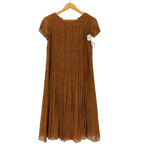 シビラ Sybilla SILK 100% 絹 シルク 総柄 水玉 ドット マーブル プリーツ デザイン ワンピース レディース import:M
