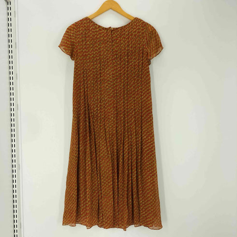シビラ Sybilla SILK 100% 絹 シルク 総柄 水玉 ドット マーブル プリーツ デザイン ワンピース レディース import:M