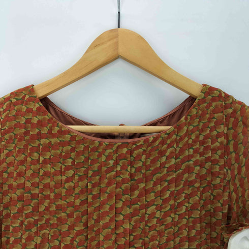 シビラ Sybilla SILK 100% 絹 シルク 総柄 水玉 ドット マーブル プリーツ デザイン ワンピース レディース import:M