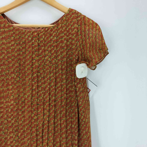 シビラ Sybilla SILK 100% 絹 シルク 総柄 水玉 ドット マーブル プリーツ デザイン ワンピース レディース import:M