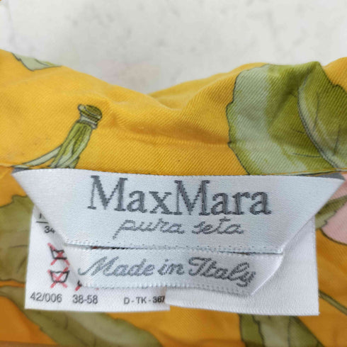 マックスマーラ MAX MARA イタリア製 シルク100 半袖 ボタニカル柄 オープンカラーシャツ レディース 34