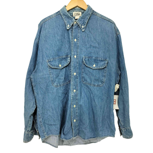 COSI I'UOMO 90s USA製 ライトデニム ボタンダウン 長袖 ワークシャツ ダンガリーシャツ メンズ import:M