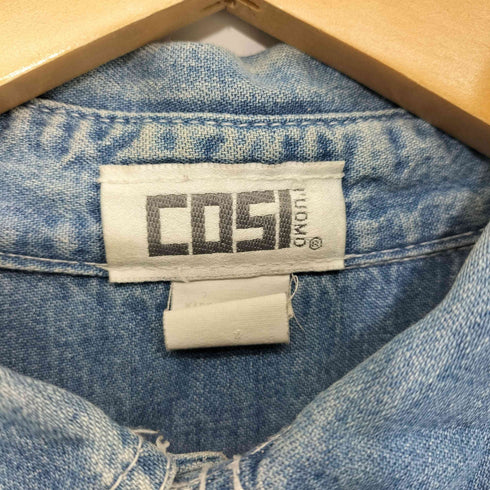 COSI I'UOMO 90s USA製 ライトデニム ボタンダウン 長袖 ワークシャツ ダンガリーシャツ メンズ import:M