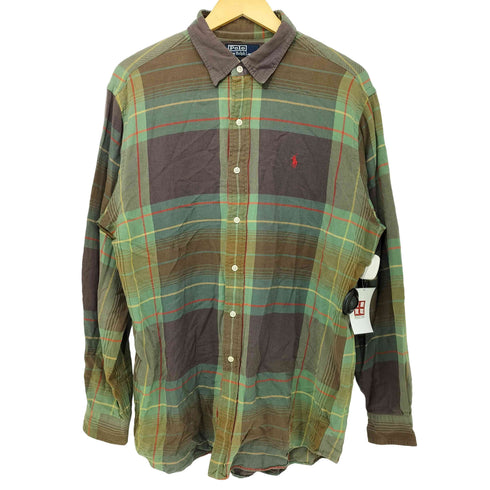 ポロバイラルフローレン Polo by RALPH LAUREN 90S LOWEL SPORT ポニー刺繍 チェック 長袖 フランネルシャツ メンズ import:L
