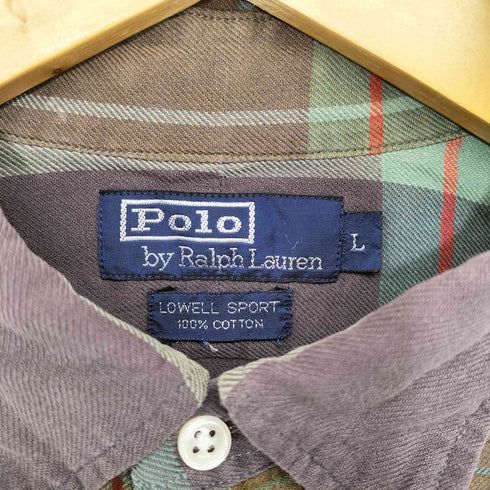 ポロバイラルフローレン Polo by RALPH LAUREN 90S LOWEL SPORT ポニー刺繍 チェック 長袖 フランネルシャツ メンズ import:L