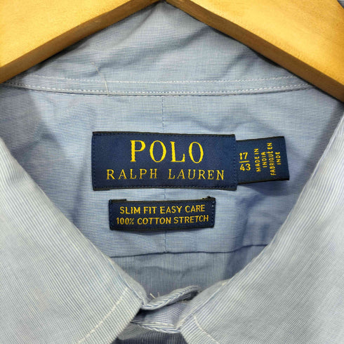 ポロラルフローレン POLO RALPH LAUREN コットン100 スリムフィット ポニー刺繍 マチ付 長袖シャツ メンズ 17/43