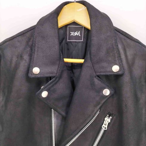 エックスガール X-girl COW LEATHER DOUBLE RIDERS JACKET オーバーサイズ カウレザー ダブルライダースジャケット レディース JPN:2