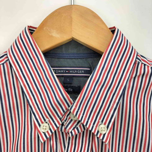 トミーヒルフィガー TOMMY HILFIGER SLIM FIT ロゴ刺繍 ストライプ L/S ボタンダウン シャツ メンズ import:S