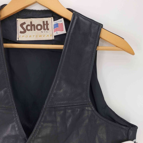 ショット Schott 80s 白タグ USA製 SPORTS WEAR レザーベスト メンズ import:S