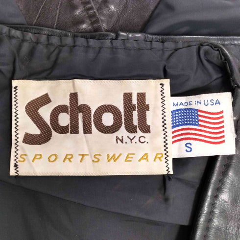 ショット Schott 80s 白タグ USA製 SPORTS WEAR レザーベスト メンズ import:S