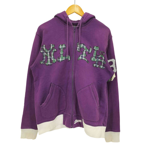 ステューシー Stussy 00S OLD LA チェック ロゴ ジップアップ フーディ メンズ import:L