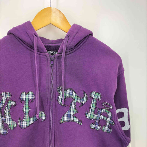 ステューシー Stussy 00S OLD LA チェック ロゴ ジップアップ フーディ メンズ import:L