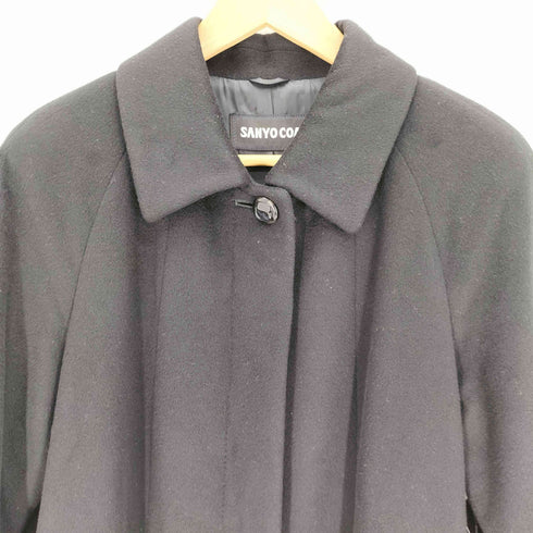 サンヨーコート SANYO COAT カシミア 比翼ボタン ロング ステンカラーコート レディース