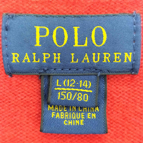ポロラルフローレン POLO RALPH LAUREN 現行タグ ポニー刺繍 ウール Vネック カーディガン レディース L(12-14)