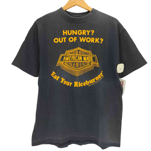ハーレーダビッドソン HARLEY-DAVIDSON 80S USA製 Hanesボディ Eat Your Riceburner 両面 プリント クルーネック S/S Tシャツ メンズ import:L