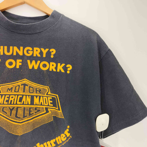 ハーレーダビッドソン HARLEY-DAVIDSON 80S USA製 Hanesボディ Eat Your Riceburner 両面 プリント クルーネック S/S Tシャツ メンズ import:L