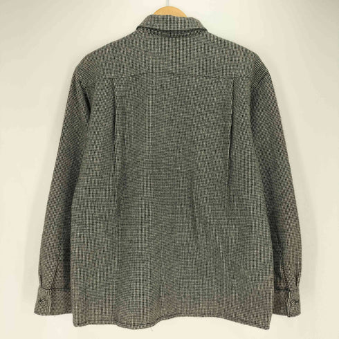 GOLDEN LOBBY フラップポケット 襟芯 クルミボタン 千鳥格子 L/S ウール シャツ メンズ 40