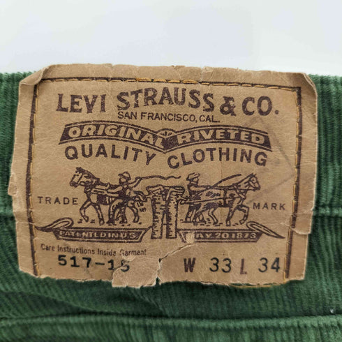リーバイス Levis 90S 517-15 日本製 ボタン裏 J38 刻印 紙パッチ ジップフライ フレア 細畝 コーデュロイパンツ 96年製 Y2K メンズ W33 L34