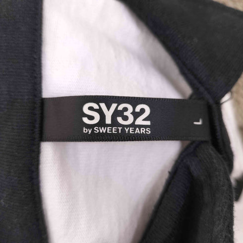 エスワイサーティトゥー SY32 by SWEET YEARS ロゴワッペン バック刺繍 ロゴパッチ L/S ポロシャツ メンズ JPN:L