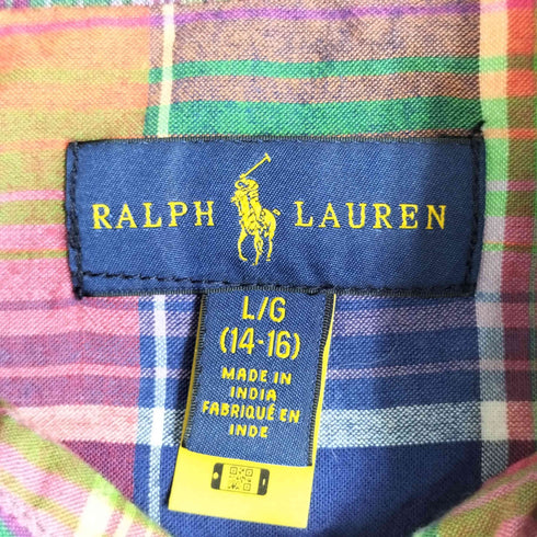 ラルフローレン RALPH LAUREN チェック ボタンダウン S/S シャツ レディース L/G 14-16