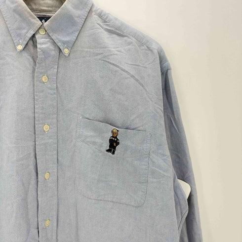 ラルフローレン RALPH LAUREN 90S BLAIRE ポロベア 刺繍 BD ボタンダウン オックスフォード L/S シャツ メンズ import:M