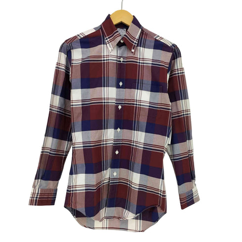 ブルックスブラザーズ BROOKS BROTHERS USA製 REGENT Supima Cotton スタンダードフィット ラウンドヘム ボタンダウン チェックシャツ メンズ import:XS