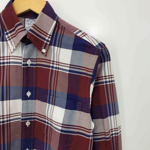 ブルックスブラザーズ BROOKS BROTHERS USA製 REGENT Supima Cotton スタンダードフィット ラウンドヘム ボタンダウン チェックシャツ メンズ import:XS