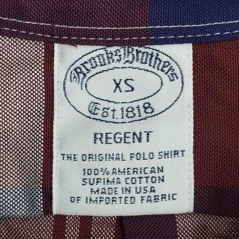 ブルックスブラザーズ BROOKS BROTHERS USA製 REGENT Supima Cotton スタンダードフィット ラウンドヘム ボタンダウン チェックシャツ メンズ import:XS