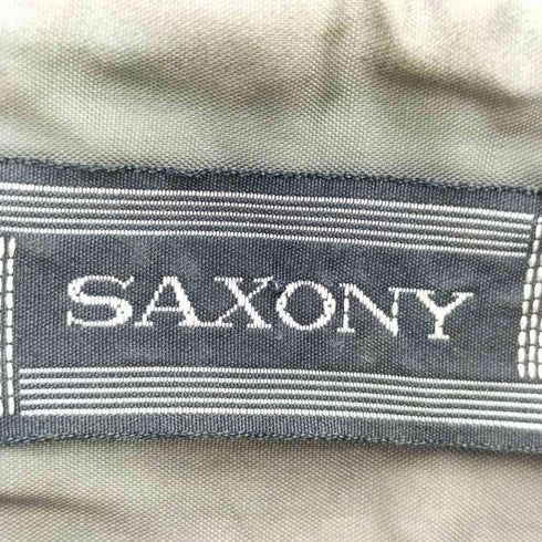 SAXONY 80~90s パッチワーク レザー切替 アクリル クルーネックニット メンズ import:XL