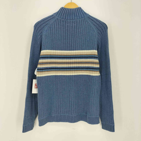 エルエルビーン L.L.Bean 00s コットン ハーフジップ マルチボーダー リブ ニット メンズ import:S