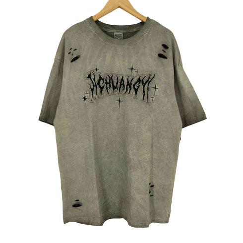 DAILY STYLE デイリースタイル ダメージ加工 ロゴ刺繍 クルーネック 半袖 Tシャツ street メンズ XL
