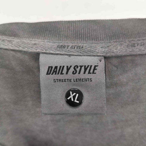 DAILY STYLE デイリースタイル ダメージ加工 ロゴ刺繍 クルーネック 半袖 Tシャツ street メンズ XL