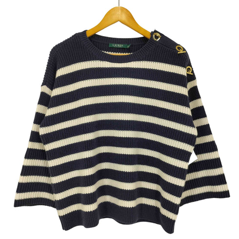 ローレンラルフローレン LAUREN RALPH LAUREN メタル釦 ボーダーコットンニット メンズ import:L