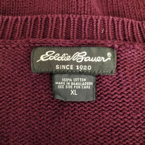 エディーバウアー Eddie Bauer Vネック コットンニットセーター メンズ XL