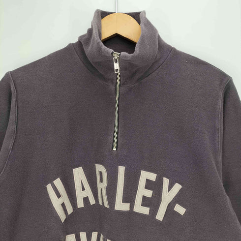 ハーレーダビッドソン HARLEY-DAVIDSON ハーフジップ フロントロゴ スウェット プルオーバー ナス紺 フェード メンズ import:S