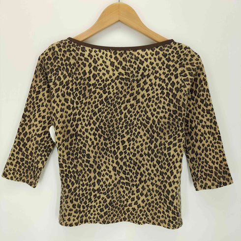 GHATEAU LAFON シャトー・ラフォン ヒョウ柄 スタッズ クルーネック長袖Tシャツ Y2K レディース import:S