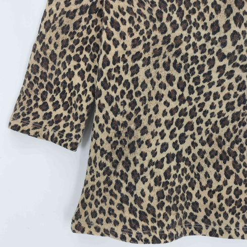 GHATEAU LAFON シャトー・ラフォン ヒョウ柄 スタッズ クルーネック長袖Tシャツ Y2K レディース import:S