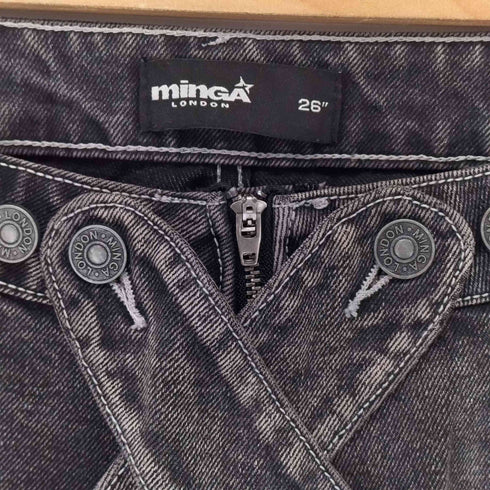 minga london ミンガロンドン フロントレイヤー 変形デザイン デニムパンツ import レディース 26