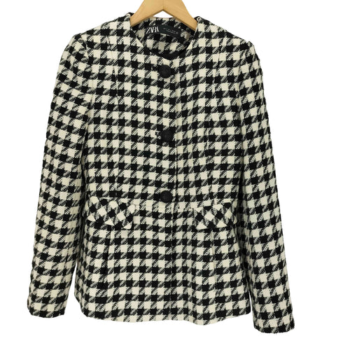 ザラ ZARA ツイードノーカラージャケット レディース import:S